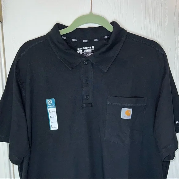 Carhartt Relaxed Fit Black Polo Shirt. Size L - Picture 2 of 8